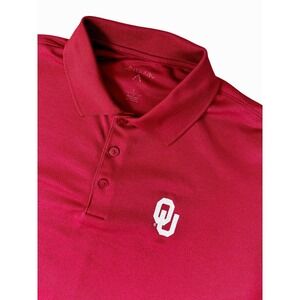 Antigua Oklahoma Sooners OU Polo Shirt Red Embroidered Logo Men's Large Golf NCA